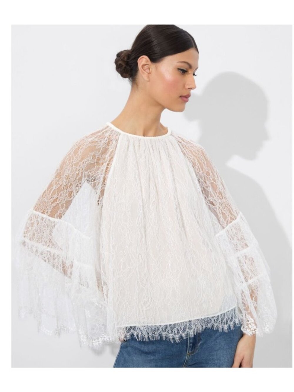 ALICE‎ + OLIVIA Delia Ruffled Lace Romantic Whimsigoth Top Size 4
